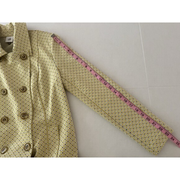 Cabi Hobnob Topper Coat Size S Yellow Black Daffodil Print Double Breasted #6249 - Picture 10 of 15